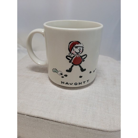 La Dee Da Christmas Naughty & Nice Elf 10 Oz. Ceramic Coffee, Hot Cocoa, Tea Mug - Picture 1 of 4
